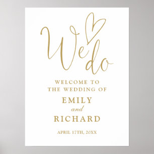 Wir machen Liebe Herzschick Gold Hochzeit Begrüßun Poster