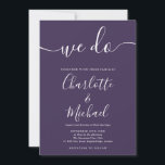 Wir machen Lila Signatur-Script-Hochzeit Einladung<br><div class="desc">Diese lila und stilvolle Hochzeitseinladung in Blau und Weiß mit ihren prächtigen Stilbezeichnungen kann mit Ihren Informationen in einer schicken,  weißen Schrift personalisiert werden. Entwickelt von Thisisnotme©</div>
