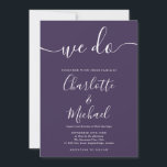 Wir machen Lila Signatur-Script-Hochzeit Einladung<br><div class="desc">Diese lila und stilvolle Hochzeitseinladung in Blau und Weiß mit ihren prächtigen Stilbezeichnungen kann mit Ihren Informationen in einer schicken,  weißen Schrift personalisiert werden. Entwickelt von Thisisnotme©</div>