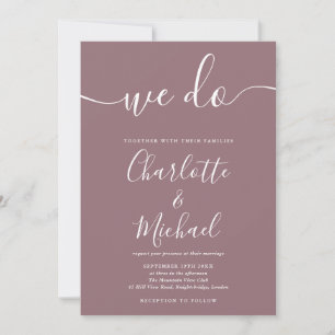 Wir machen Mauve Signature Script Hochzeit Einladung
