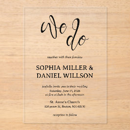 Wir machen Minimalistische kalligraphische Hochzei Acryleinladungen