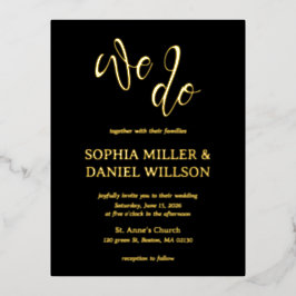 Wir machen Minimalistische kalligraphische Hochzei Folie Einladungspostkarte