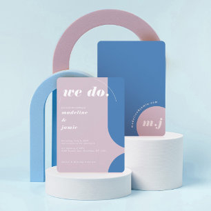 Wir machen moderne, fett blaue und Lila Retro-Abst Einladung