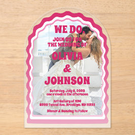 Wir machen modernes pink Magenta Retro Wavy Arch F Acryleinladungen