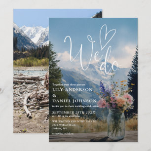 Wir machen Mountain Floral Mason Jar Foto Hochzeit Einladung