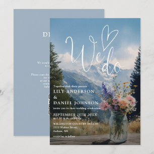 Wir machen Mountain Floral Mason Jar QR Code Hochz Einladung