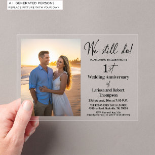 Wir machen noch 1. Hochzeitstag Fotos Acryleinladungen