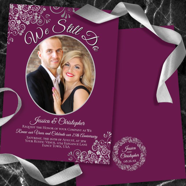 Wir machen noch Cassis & Silver Wedding Vow Erneue Einladung (Von Creator hochgeladen)