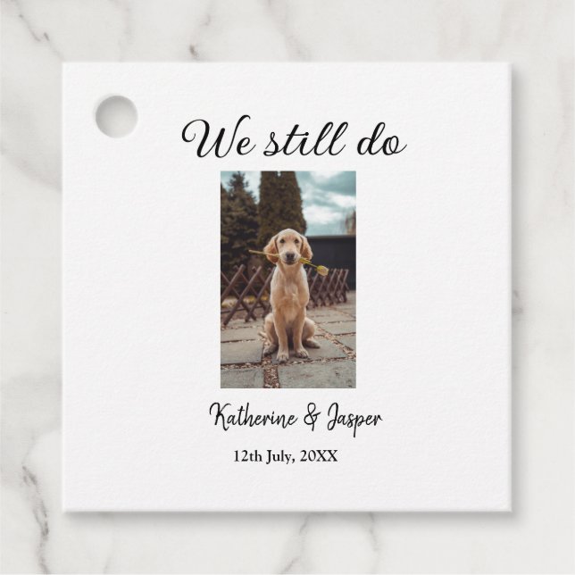 Wir machen noch Ehepaar Foto Name Datum sim Geschenkanhänger (Vorderseite)