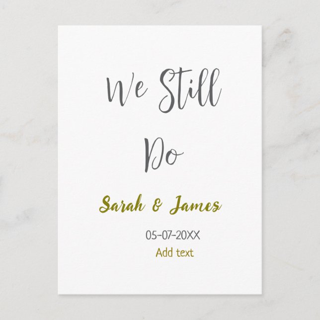 Wir machen noch Hochzeitstag einfaches graues Gold Postkarte (Vorderseite)