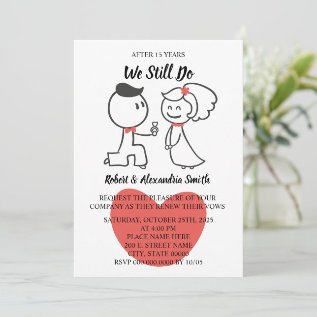 Wir machen noch immer eine Neuauflage zum Hochzeit Einladung (Stehend Vorderseite)