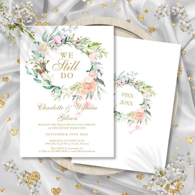 Wir machen noch immer eine neue Blumengarten Einladung (We Still Do Vow Renewal Floral Garland Invitation)