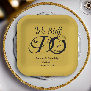 Wir machen noch immer Jubiläumstypografie Gold/Sch Pappteller