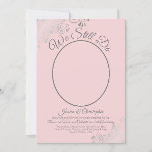 Wir machen noch Pink & Silver Gray Wedding Vow Ern Einladung