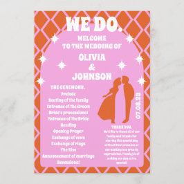 Wir machen Orange Retro Boho Hochzeitsorden Programm