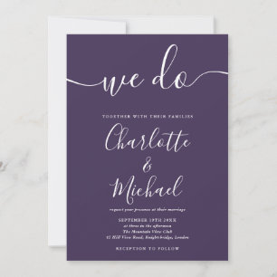 Wir machen Purple Signature Script Hochzeit Einladung