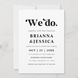 Wir machen Retro Script Typografie & Foto Monogram Einladung