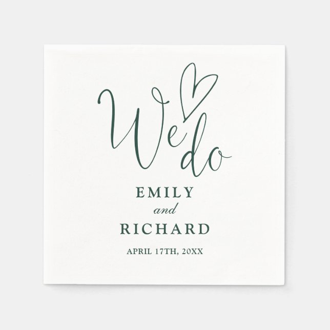 Wir machen Script Liebe Heart Emerald Green Weddin Serviette (Vorderseite)