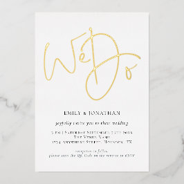 Wir machen Script QR Code Real Gold Foil Hochzeit Folieneinladung