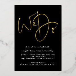 Wir machen Skript Black QR Code Gold Real Foil Hoc Folieneinladung