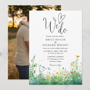 Wir machen Skript Wildblumen Florale Foto-Hochzeit Einladung