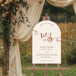 Wir machen Terracotta Cream Moderne Hochzeit Willk Acrylschild