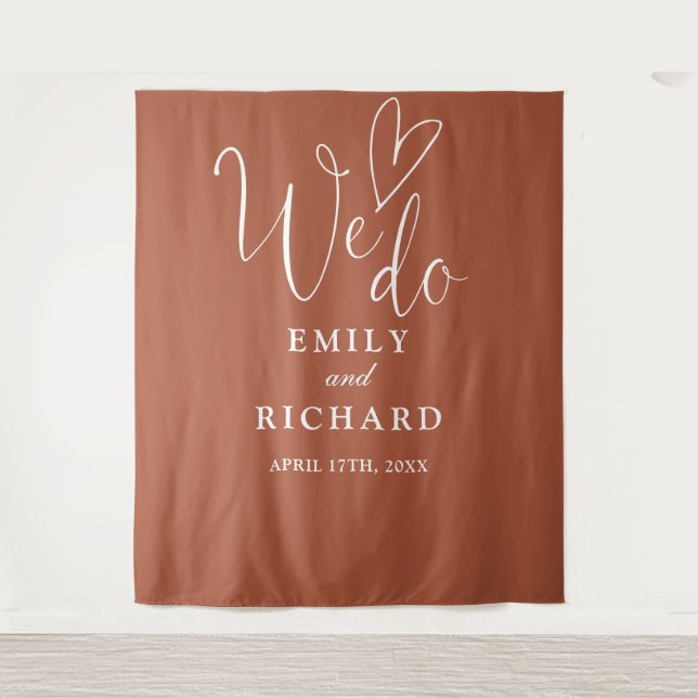 Wir machen Terracotta Wedding Foto Hintergrund Wandteppich (Vorderseite)