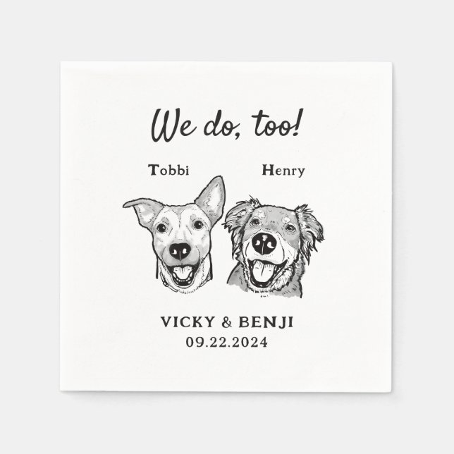 Wir machen zu 2 Hunde gegenüber Hochzeitscocktail Serviette (Vorderseite)