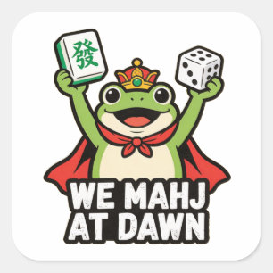Wir Mahj bei Morgengrauen Froschkaiser Fa-Kachel L Quadratischer Aufkleber