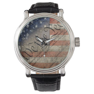 Wir Menschen Vintag amerikanische Flagge Armbanduhr