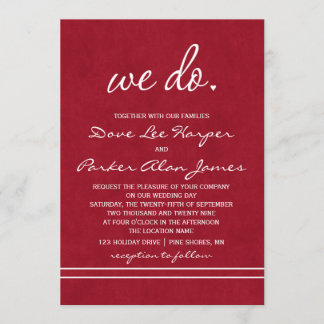 Wir nehmen Einladungen für Hochzeiten in Rot