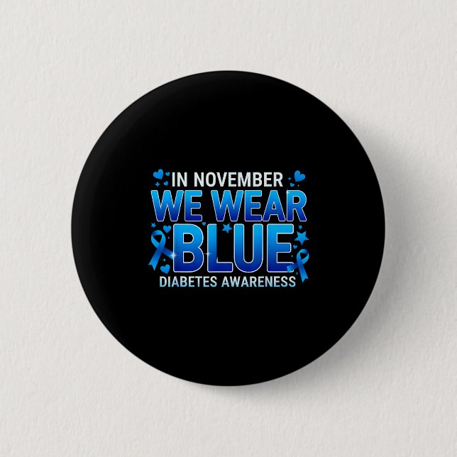 Wir November Blaues Band Diabetes-Bewusstsein Button (Vorderseite)