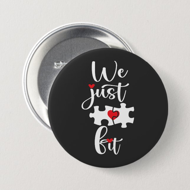 Wir passen einfach zum Valentinstag Button (Vorne & Hinten)