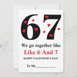 Wir passen zusammen wie 6 und 7 Valentins-Design Feiertagskarte