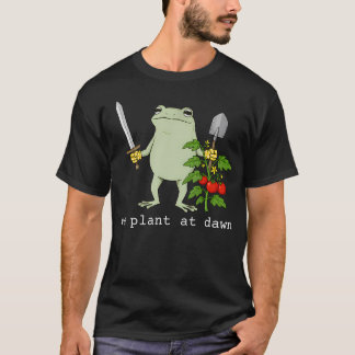 Wir Pflanzen Bei Morgengrauen Lustiger Frosch Gärt T-Shirt