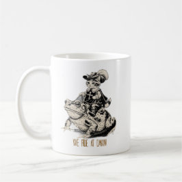 Wir reiten im Morgengrauen! Musketier-Kätzchen und Kaffeetasse