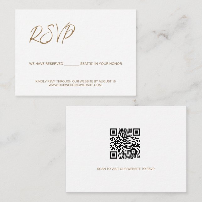 Wir reservieren Sitzplätze Custom QR CODE Gold Begleitkarte (Vorne/Hinten)