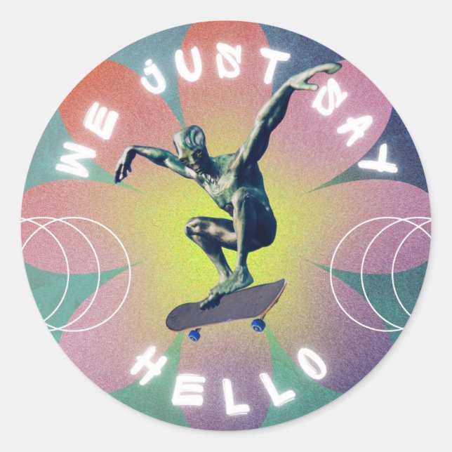 Wir sagen einfach Hallo Runder Aufkleber (Vorderseite)