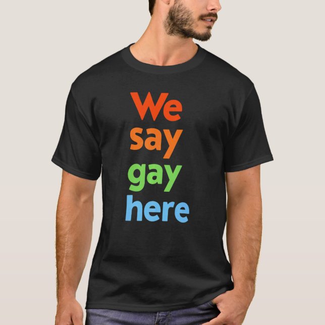 Wir sagen Gay Here Trans Bleibe Proud Lgbtq Gay Ri T-Shirt (Vorderseite)