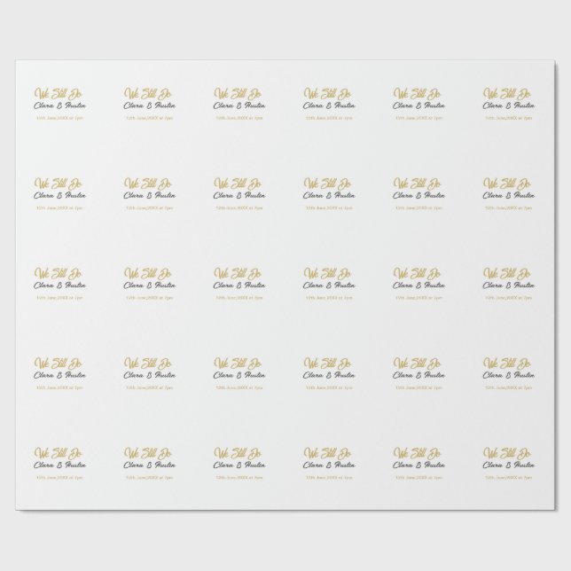 Wir sagen immer noch Partner Name Datum Champagner Geschenkpapier (Flach)