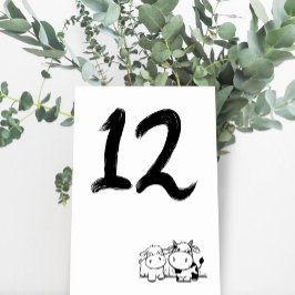 Wir sagten, ich moo Minimalistische Hochzeit Tischnummer