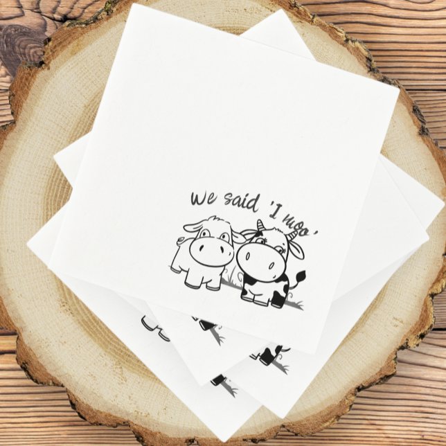 Wir sagten, ich moo Wedding Serviette (We Said I Moo Wedding Napkins from Ricaso. Whimsical fun wedding, cow couple. country wedding ideas)