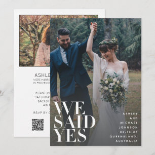 Wir sagten ja Eleganter QR Code Empfang nur 2 Foto Einladung