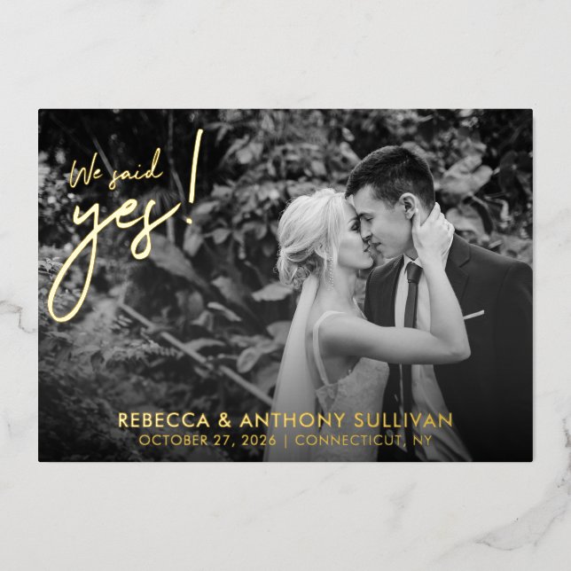 Wir sagten ja Foto | Hochzeitlicher Foto Empfang Folieneinladung (Vorderseite)
