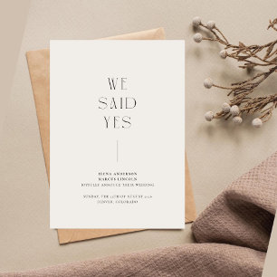 Wir sagten ja Minimalistische Hochzeitskarte Ankündigung