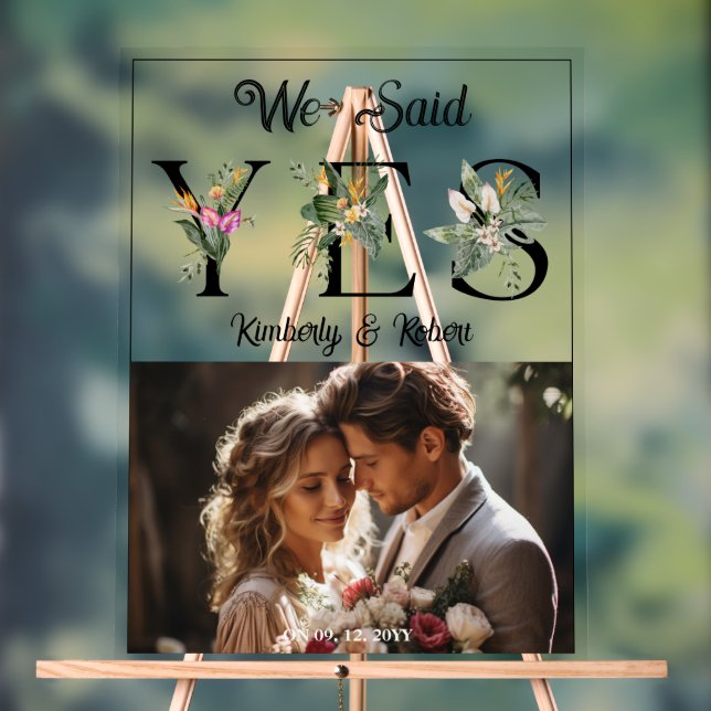 Wir sagten Ja Tropische Blume Buchstaben Custom Fo Acrylschild (Neutral)