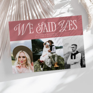 Wir sagten Ja Vintage Hochzeit Multi Foto Rosa Ankündigung
