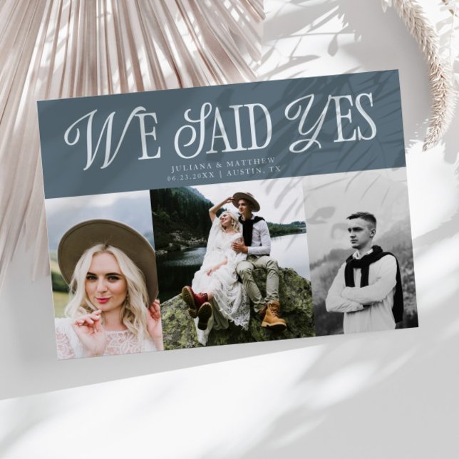 Wir sagten ja Vintage Hochzeit Multi Foto Slate Bl Ankündigung (Von Creator hochgeladen)