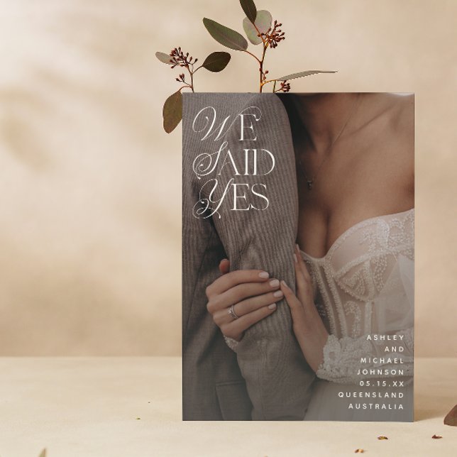 Wir sagten ja, White Overlay Empfang nur 2 Foto Einladung (We Eloped! You're Invited to Celebrate With Us at Our Reception. 🥂💕)