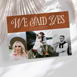 Wir sagten Yes Vintage Wedding Multi Foto Terracot Ankündigung